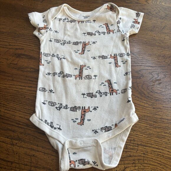 Gerber Baby Size 12 Months 100% Cotton White Zoo Animals Onesie Sleep Comfort - Picture 9 of 9